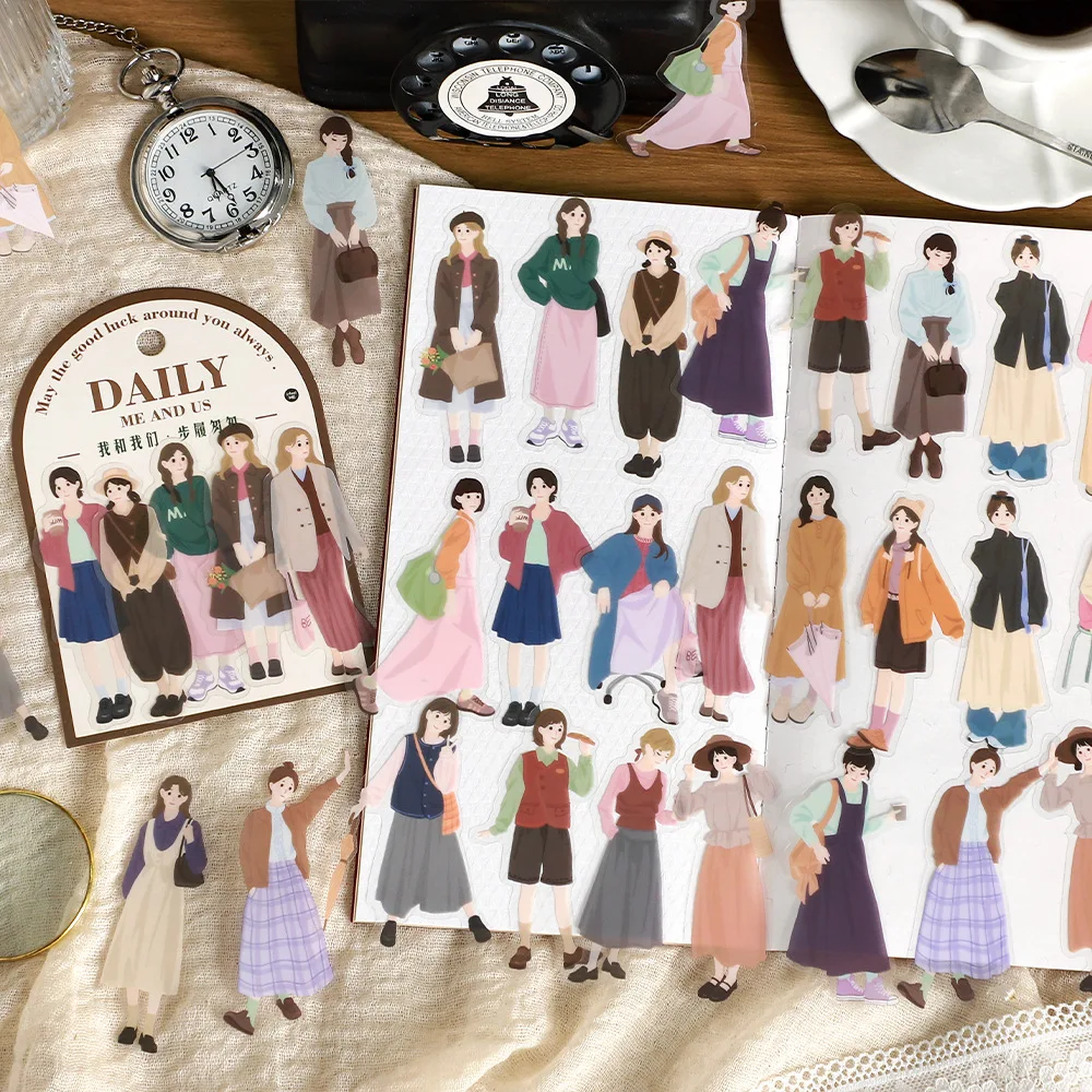 

40Pcs Me and Us Series Decorative Sticker Youthful Fashion Girls Collage Scrapbooking Label Diy Diary Album Journal Planner