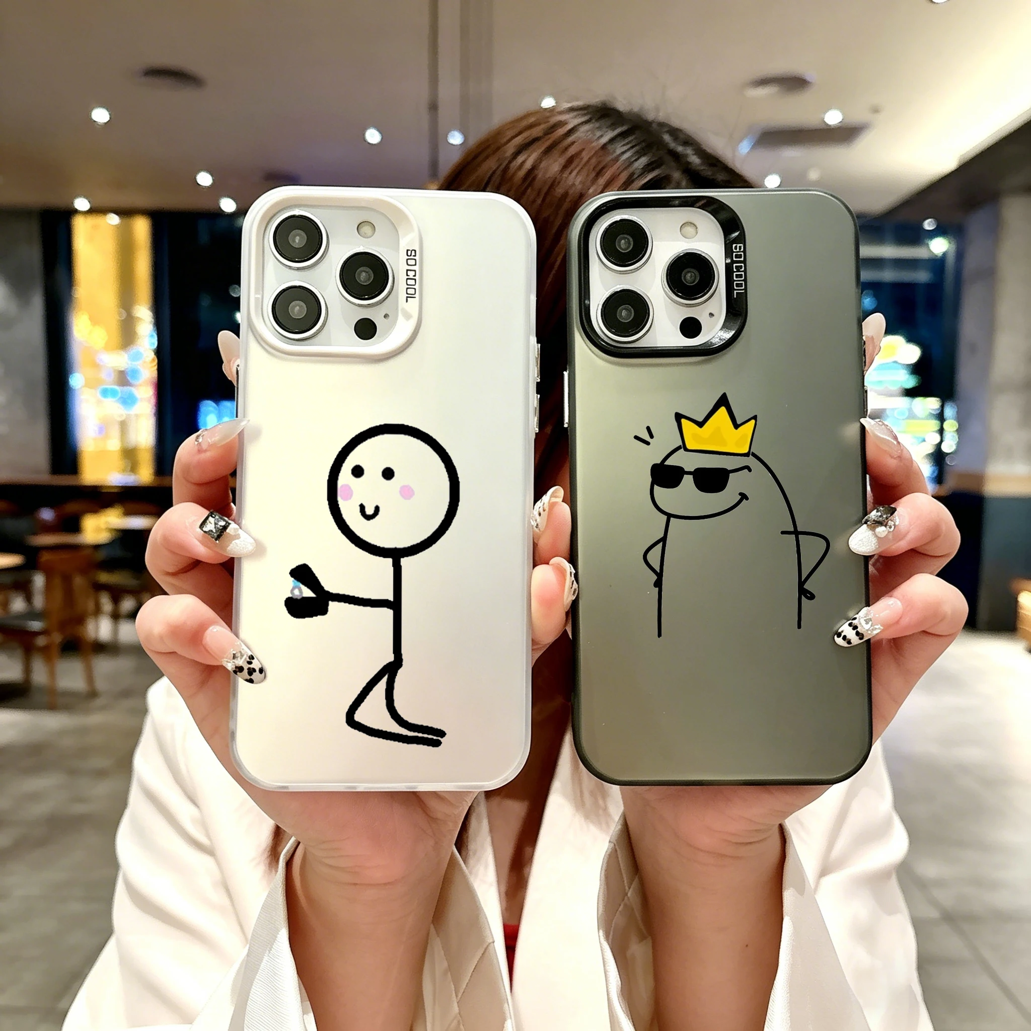 Silver Plated Cute Matchstick Propose Color Phone Case - IMD Cover