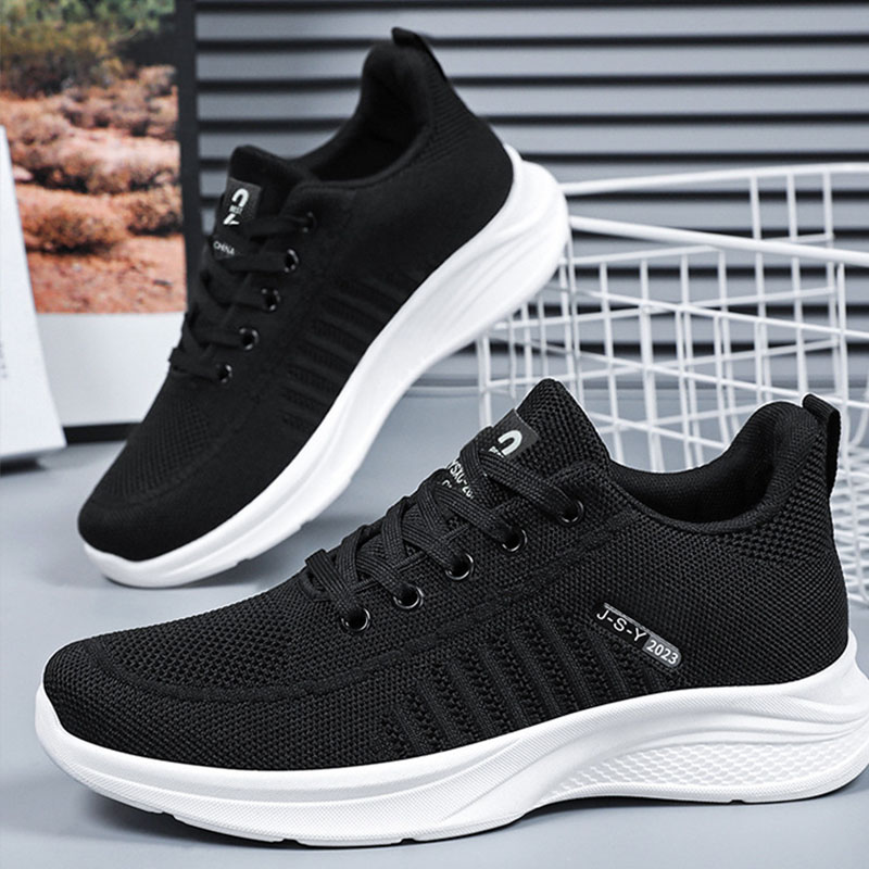 Breathable Mesh Running Sneakers For Men Slip-On Casual Comfortable Walking Shoes Male Lightweight Lace-Up Workout Sneakers