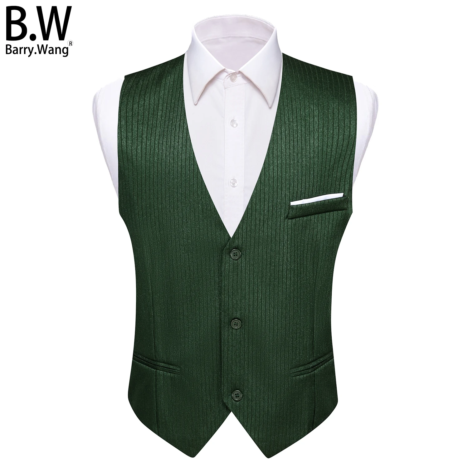 

Barry.Wang Silk Men Vest Jacquard Striped 3 Buttons Formal Casual Waistcoat Sleeveless Jacket Male Wedding Business Party Gift