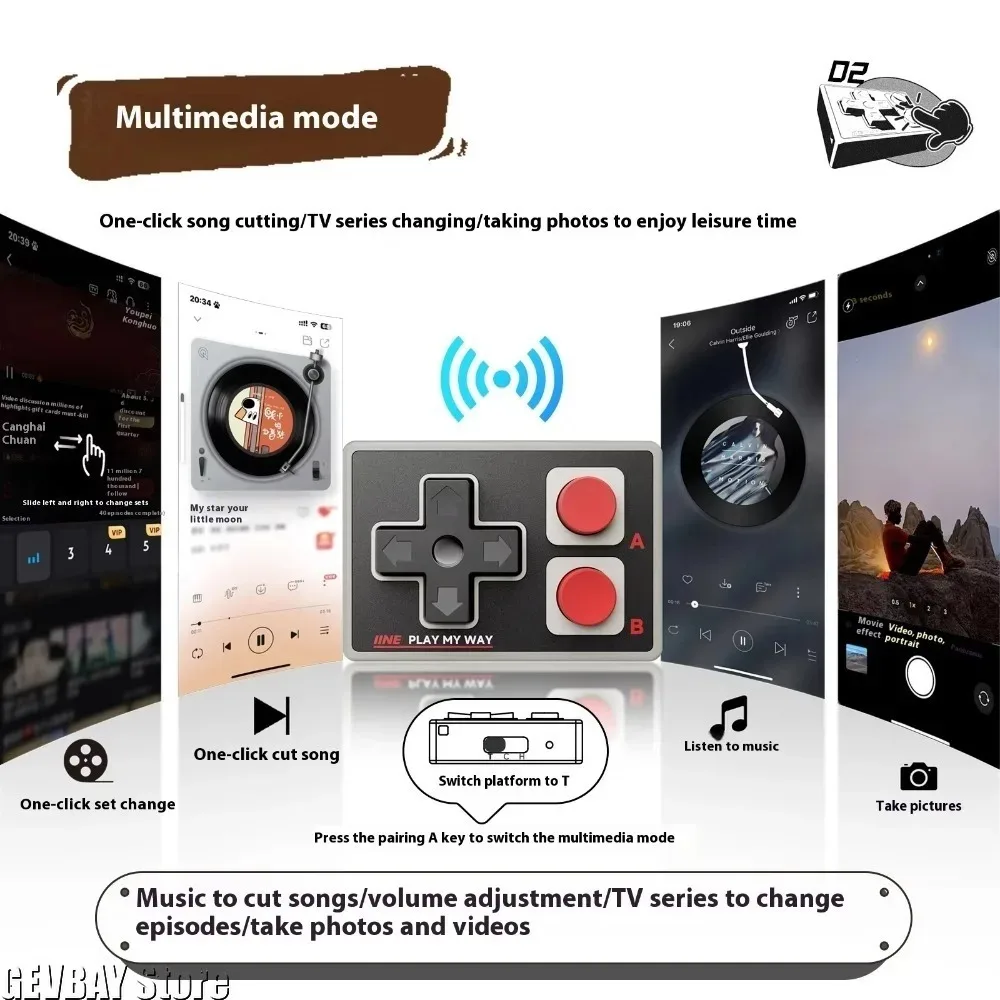 Wireless Portable Gamepad Controller - Bluetooth Multi-Function Joystick