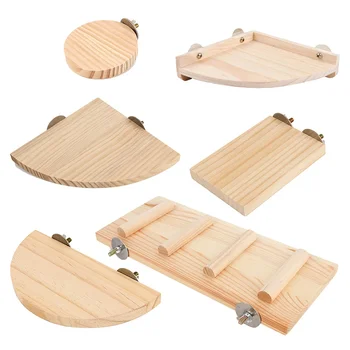 1Pc Pet Bird Parrot Wood Platform Stand Rack Toy Hamster Branch Perches for Bird Cage Toys 3 Sizes Pet Station Board 1