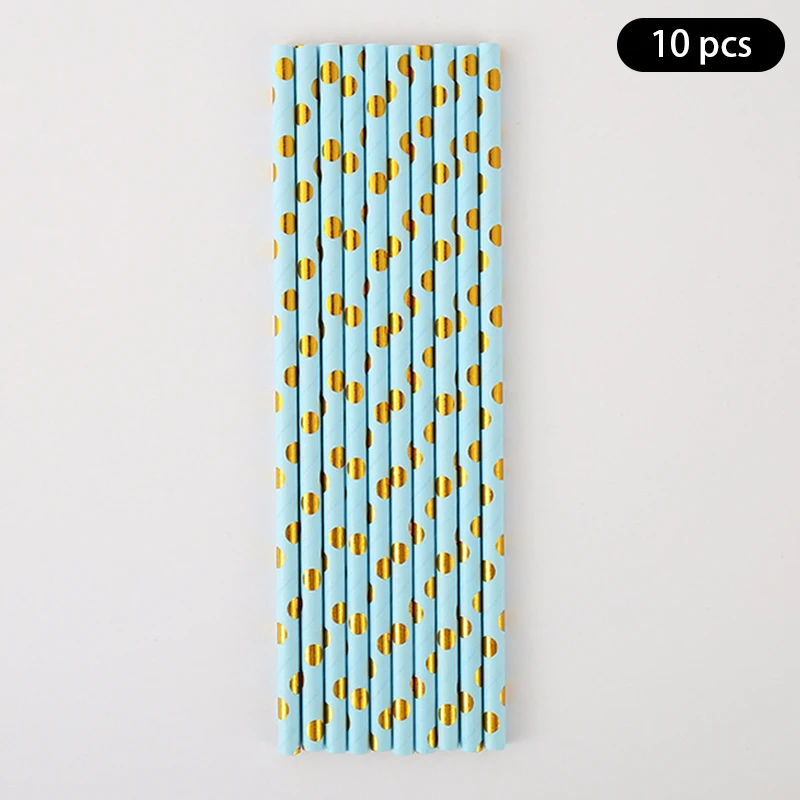 10pcs bronzing blue dot birthday tableware disposable tablecloth dinner plate tissue paper cup disposable tableware set