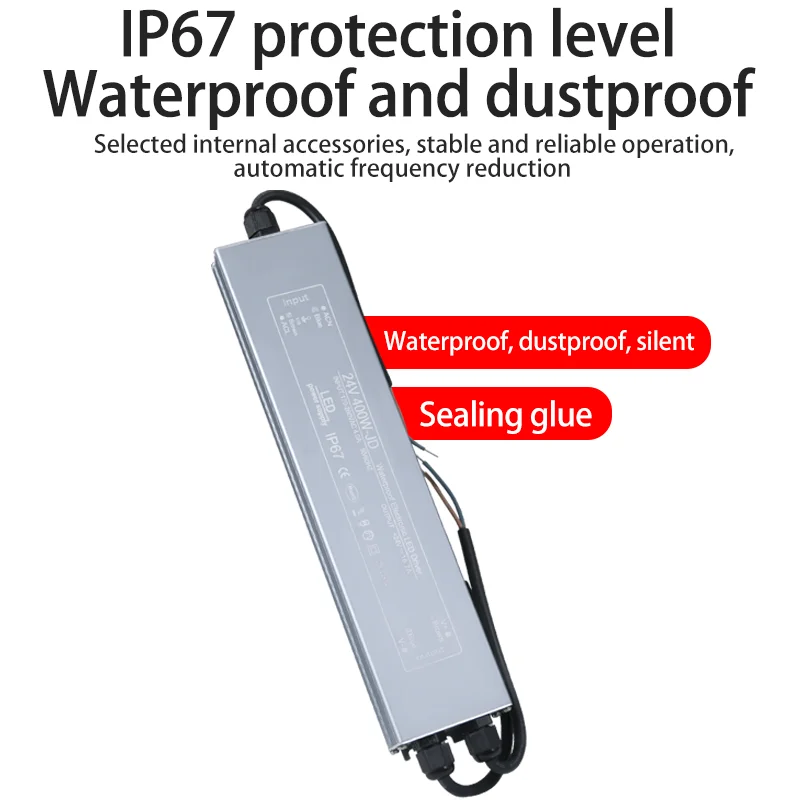IP67 방수 LED 드라이버 스위칭 전원 공급 장치 12W 18W 24W 48W 60W 100W 200W 300W 400W 12V 24V 조명 변압기 어댑터