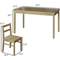 43.3 inch Solid Wood Indoor Modern Rectangular Dining Table Set for 4, Table and 4 Solid Wood Dining Chairs for Kitchen 2