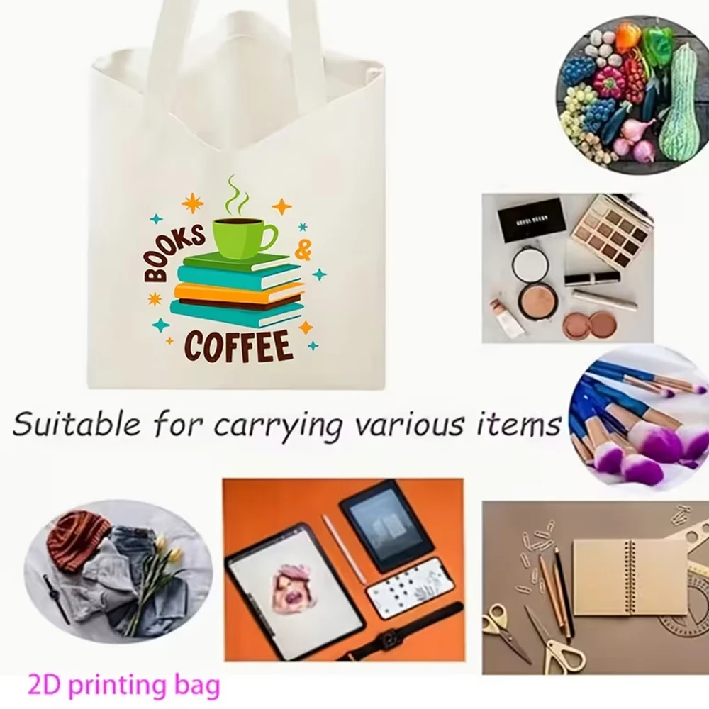 Book Lover's Coffee-Themed Reusable Tote – Perfect Gift for Readers and Coffee Enthusiasts