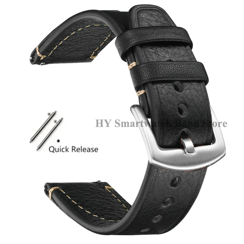 Vintage Leather Quick Release Waterproof Sport Wristband with Stitching Cowhide
