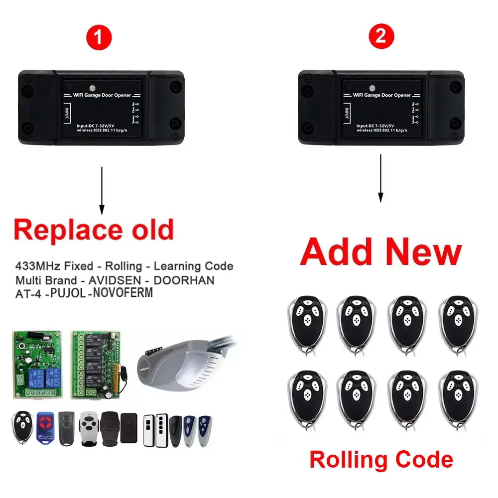 TUYA WiFi Switch 12V 24V 220V Smart Timer Garage Door Opener Controller Work With Alexa Google Home SmartLife/Tuya APP Control