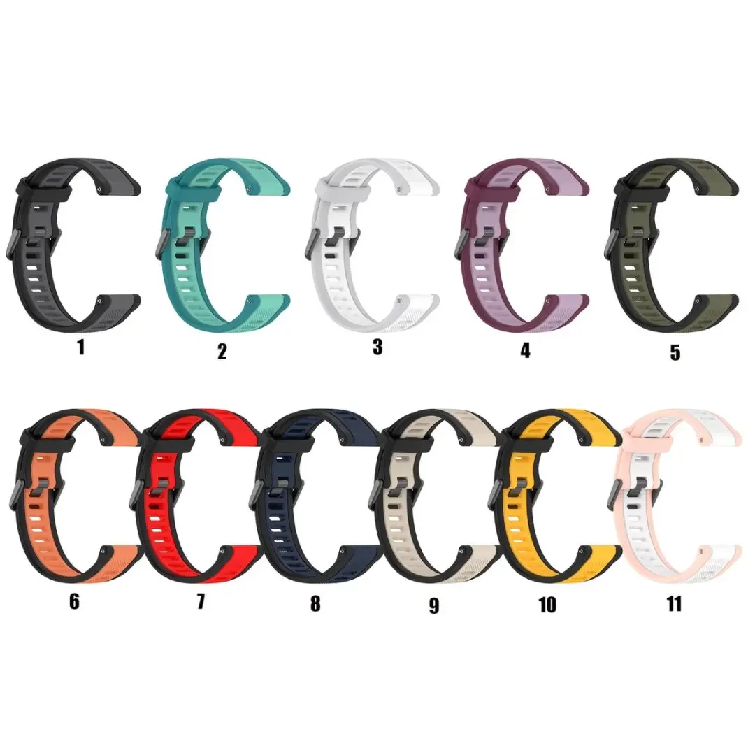 Dual Color Silicone Sports Strap Bracelet, 18-22mm