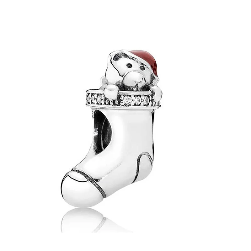 

Authentic 925 Sterling Silver Bead Christmas Stocking Charm Fit Pandora Women Bracelet Bangle Gift DIY Jewelry