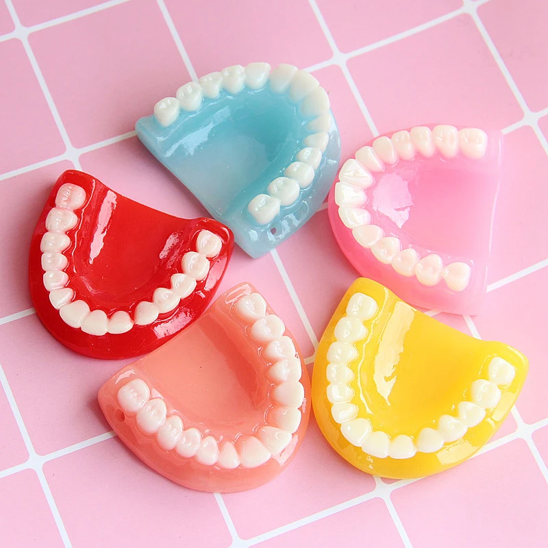 

Halloween Exaggerated Dentures DIY Charms Simulated Teeth Resin Pendants For Necklace Key Chains Handmade Jewelry Accessories