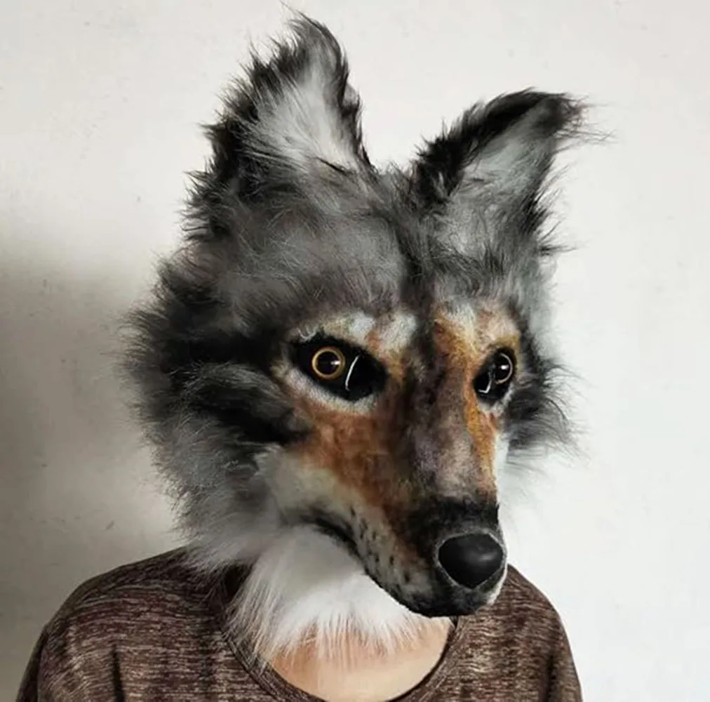 

Halloween Party Cosplay Costume Props Furry Handsome Cute Wolf Mask Animal Head Mask