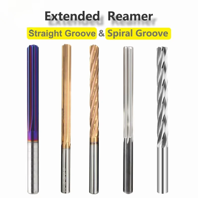 SLUGB 100mm 150mm Carbide Machine Reamer HRC60 Coated Spiral Groove Tolerance H7 Harened Steel Metal Cutter CNC Turning Hole