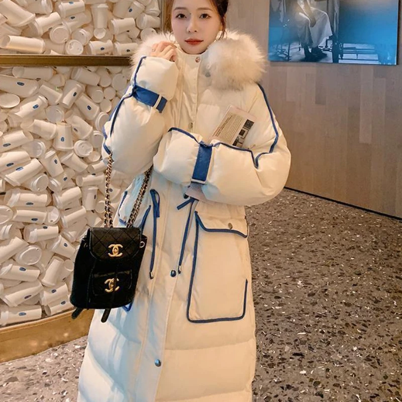 2023 New Women Down Cotton Coat Winter Jacket Female Long Loose Parkas Thick Warm Outwear Hooded Fashion Outcoat