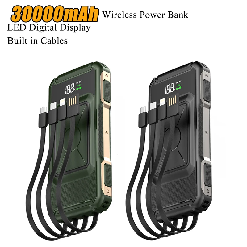 

15 Вт Быстрое беспроводное зарядное устройство Qi Power Bank 30000 мАч 22,5 Вт QC PD 3,0 Быстрая зарядка Powerbank для iPhone 13 X Huawei Xiaomi портативное зарядное устройство