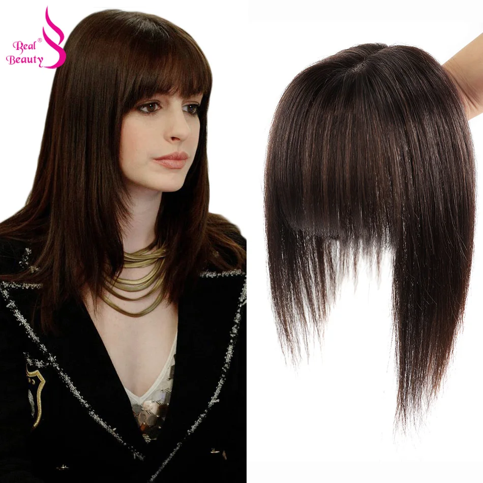 Human Hair Toppers Natural Topper Human Hair Piece With Bang Real Beauty 100% Brazilian Remy Topper Middle Part Clip In Hair Machine Made Lace Base human hair toppers