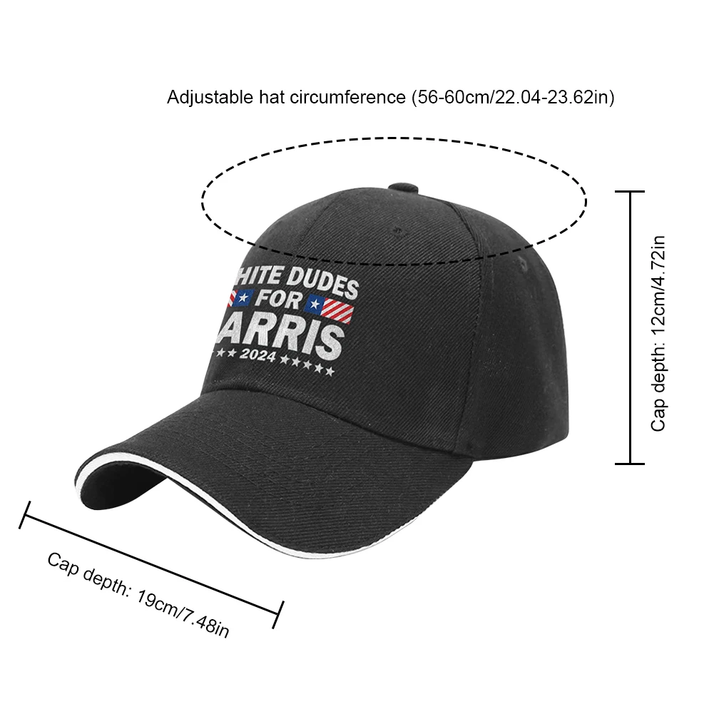 White Dudes for Harris Harris Hat Adjustable Baseball Cap Breathable President Hat Snap Back Dad for Outdoor Sports