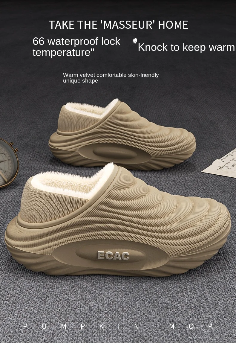 EVA-Winterpantoffeln für Damen und Herren, warm gefüttert, wasserdicht, rutschfest, bequem, für drinnen und draußen, leichte Baumwollclogs_voghion.com