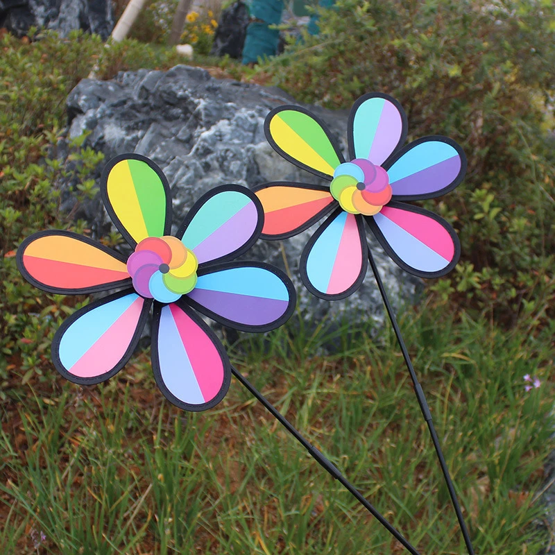 Rainbow Garden Windmill Pinwheel Decor 4