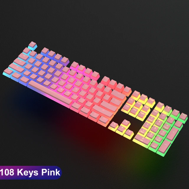Keycaps, rosa, tiro duplo, completo, preto, pudim, jogo, DIY, 104, 108