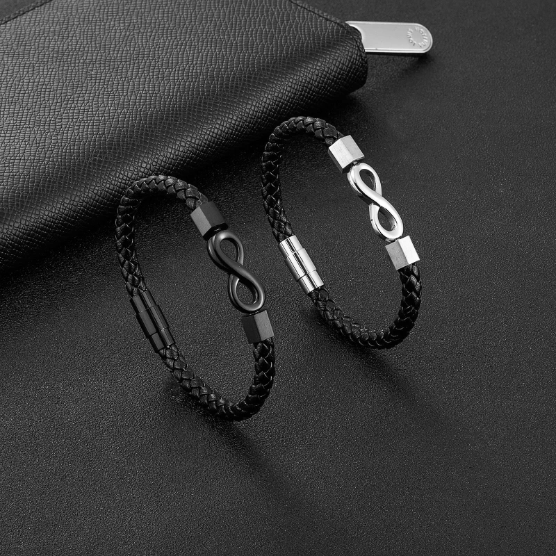 

Vintage Infinite Wrap Bracelets for Men Retro Simple Magnetic Leather Weave Charms Bangle Bracelet Trendy Jewelry Accessories