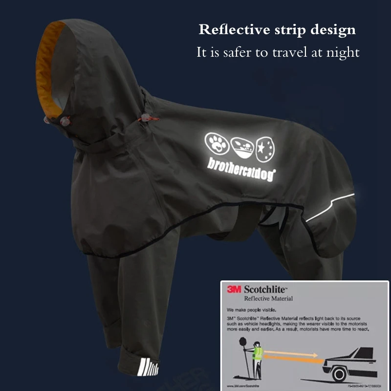 Waterproof Dog Raincoat Jumpsuit For Medium Large Dogs Rain Coat Outdoor Pet Clothes Puppy Doberman Labrador Husky Jacket images - 6