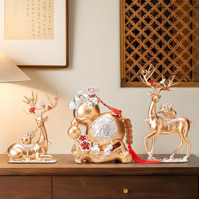 우아한 사슴 장식품 고급 홈데코 거실 TV 바 캐비닛 이사 선물 새집 장식품 현관 장식
