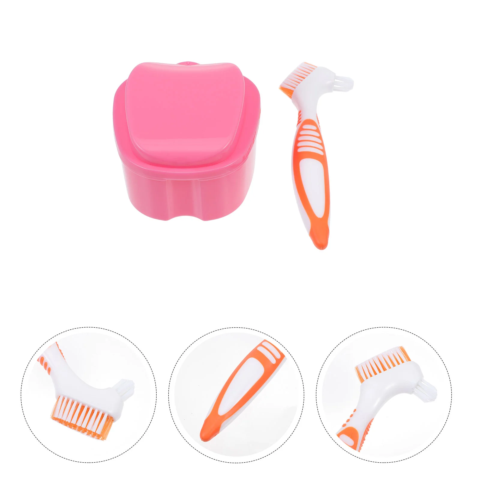 

Plastic Container with Lid False Toothbrush Set Care Tools Holder Bracket Denture Cleaning Cleaner Miss