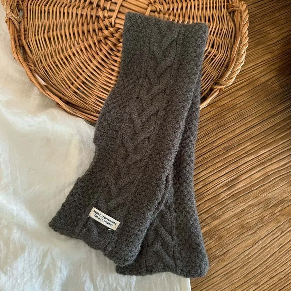 Versatile Elastic Children Knitted Scarf Trendy Solid Color Kids Woven Neckerchief Korean Style Long Winter Cross Muffler Boys