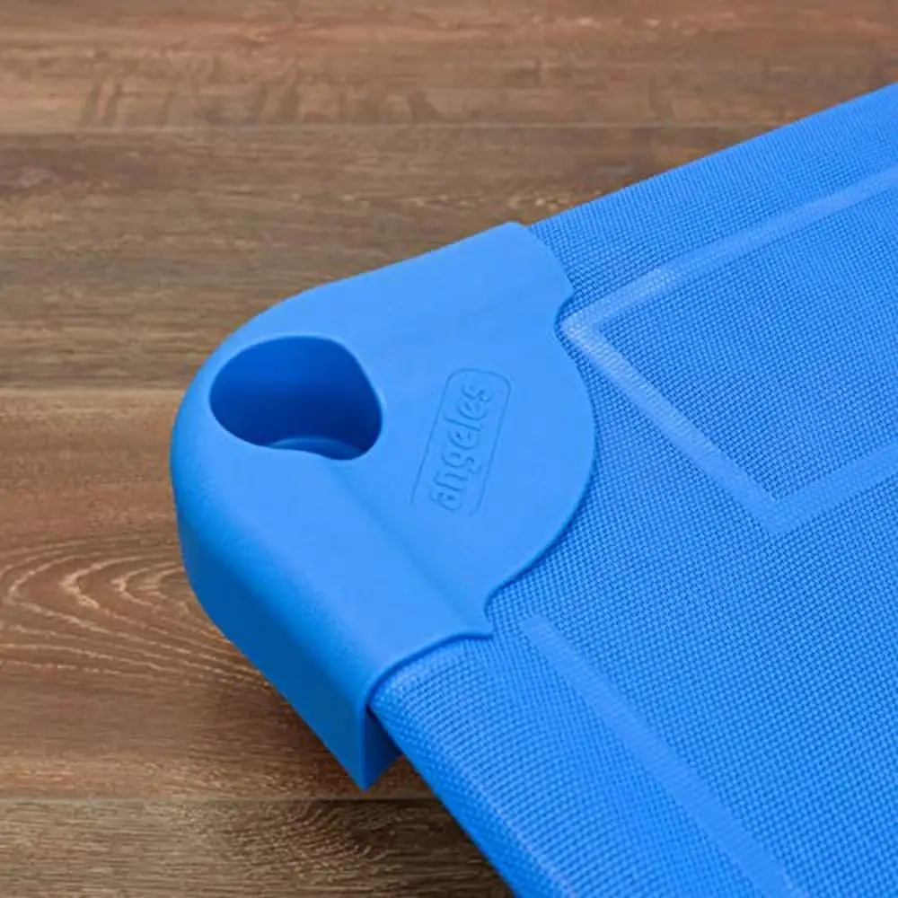 Blue Stackable Eco-Friendly Kids Nap Cots Set of 4 Standard Size Children 12m-12y Eco-Mesh Adjust Tautness Easy Clean Easy Store 5