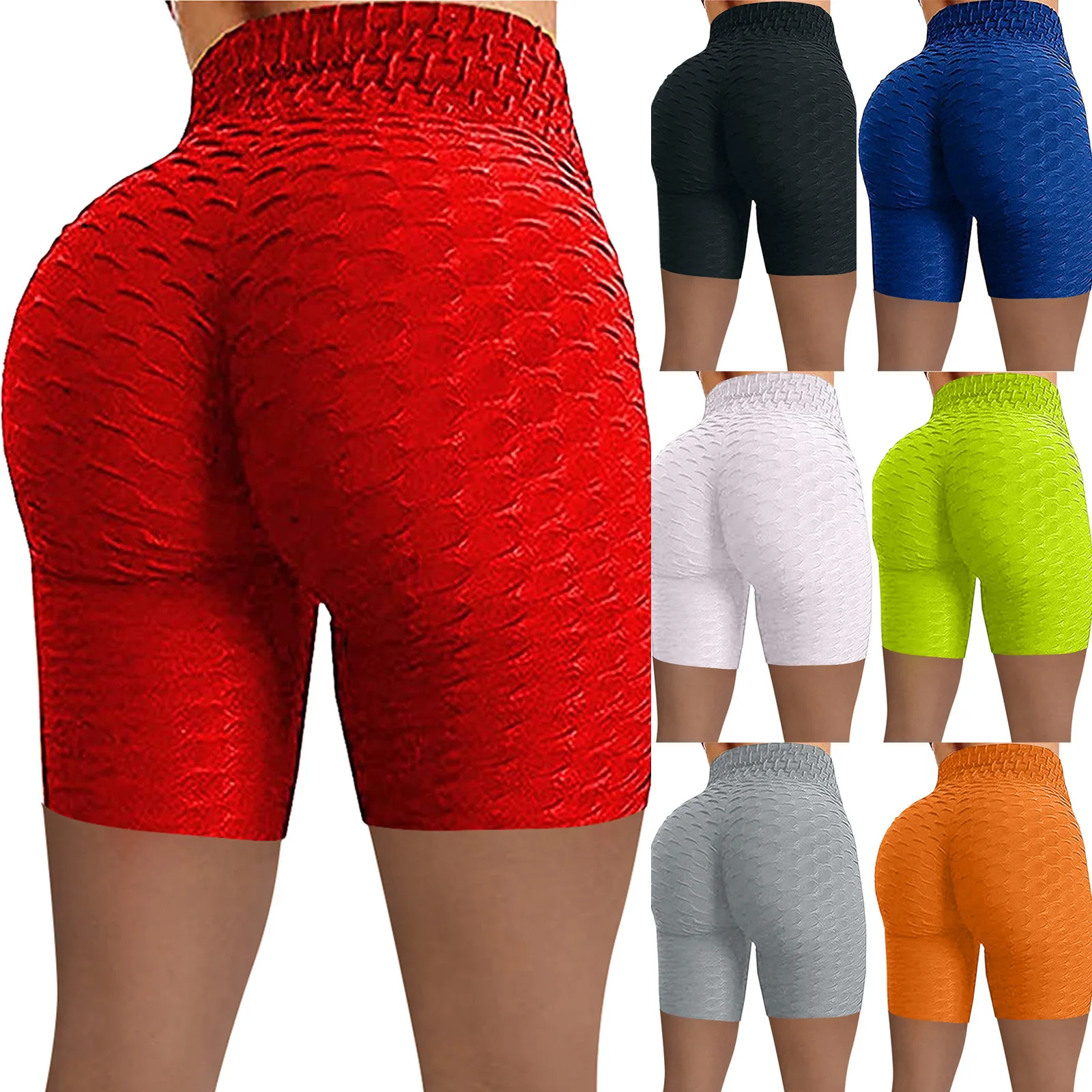 Peach Hip Raise yoga shorts women's stretch jacquard tight sports pants high waist hip fitness shorts