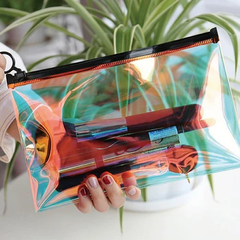 Borsa per cosmetici trasparente laser Borsa per trucco carina da donna Custodia da viaggio impermeabile per lavaggio bellezza