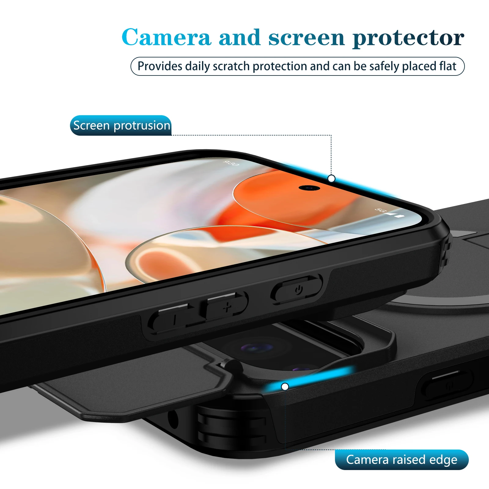 Premium Armor Case with Slide Camera Lens Protector and Magnetic Wireless Charging Compatibility