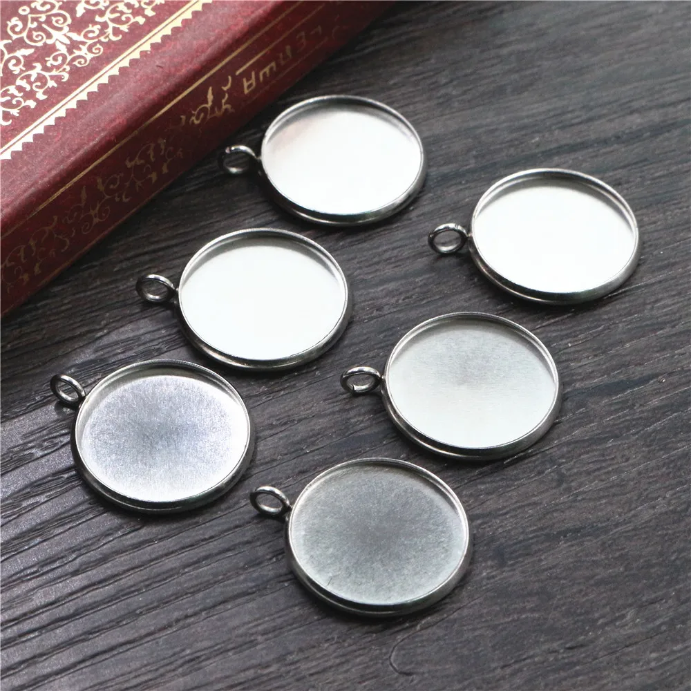 (절대 페이드) 14mm 16mm 18mm 20pcs 스테인레스 스틸 3 스타일 카메오 설정 카보 숑베이스 매력 펜던트 고품질