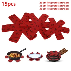 15-Piece Cookware Protection Pad Set: Non-Slip Pot and Pan Separators - L (15pcs red)