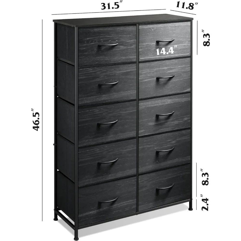 Tall Dresser for Bedroom with 10 Drawers, Chest of Drawers, Dressers Bedroom Furniture, Storage Organizer Unit Dresser 4