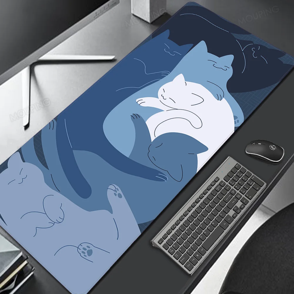 Kawaii Cat Mouse Pad Tapete de Mesa Bonito Tapete Gamer Japão Grandes Mesas de Computador Acessórios Laptop Gaming Mats Preto - Imagem 3