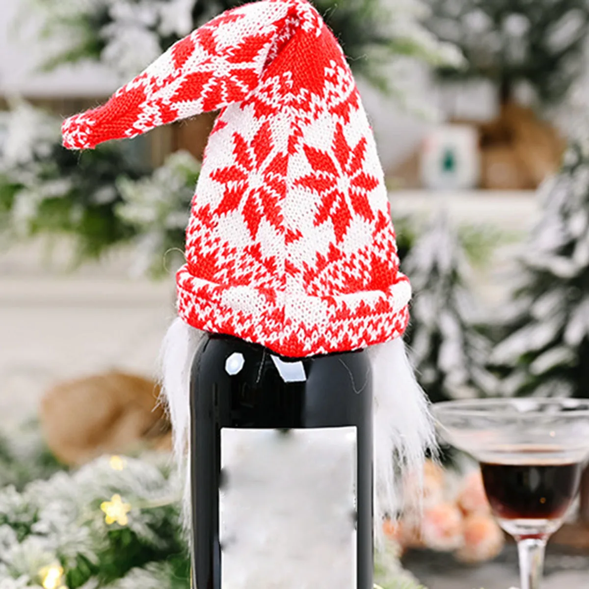 1pc, Knitted Christmas Gnome Wine Bottle Cover, Holiday Decor For Home, Christmas Supplies