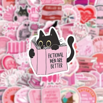 Funny Cartoon Pink Bookish Stickers 1