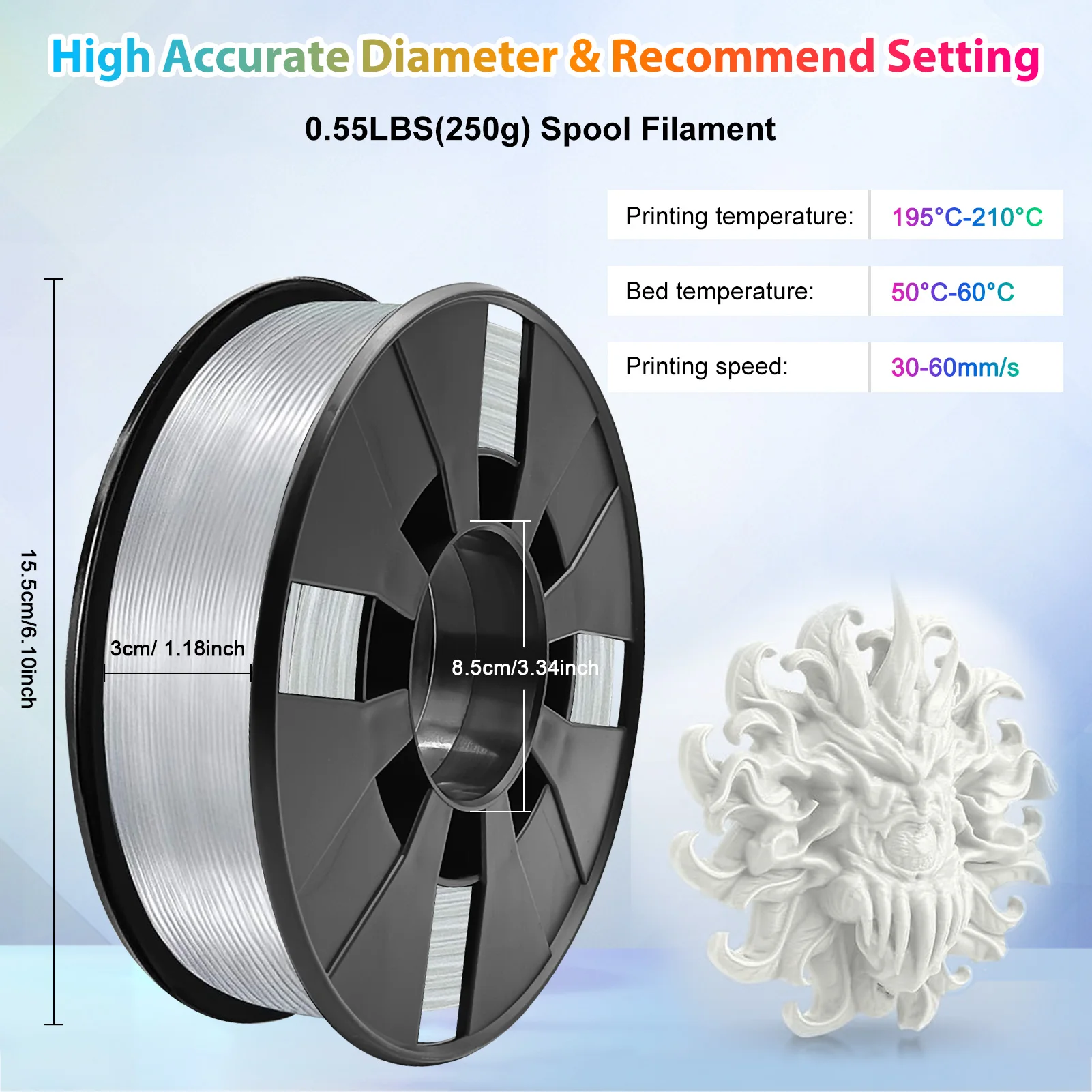 야광 플라스틱 PLA 필라멘트, 3D 인쇄 재료, 250G, 1.75mm, 1.75mm, 빠른 배송
