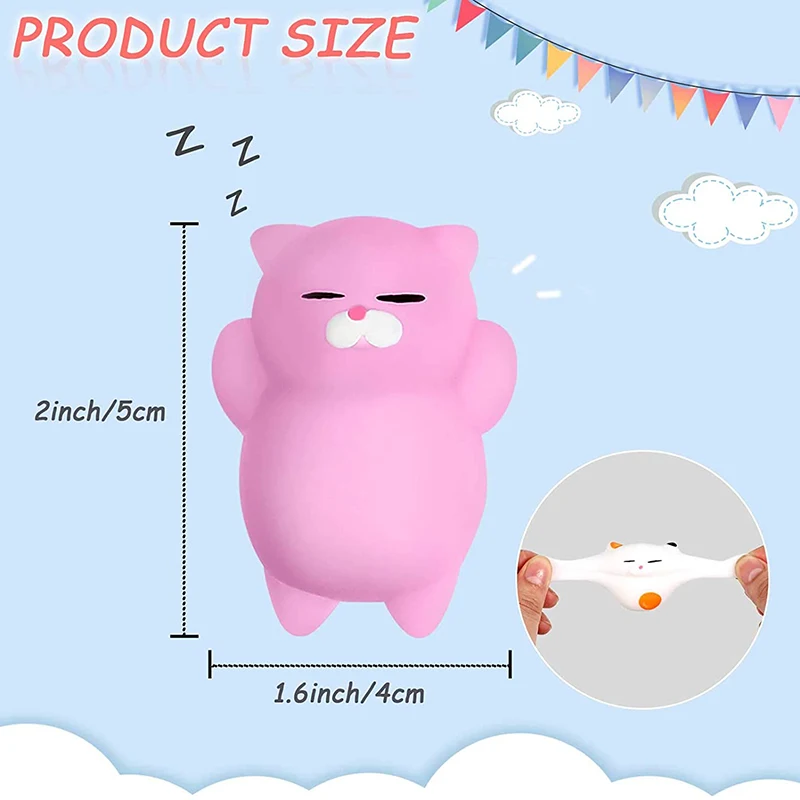 Fidget Toys 50-5 PCS Random Kawaii Mochi Squishy Mini Cute Soft Cat Anti Stress Reliever Sensory Squeeze Xmas Gift for Adult Kid