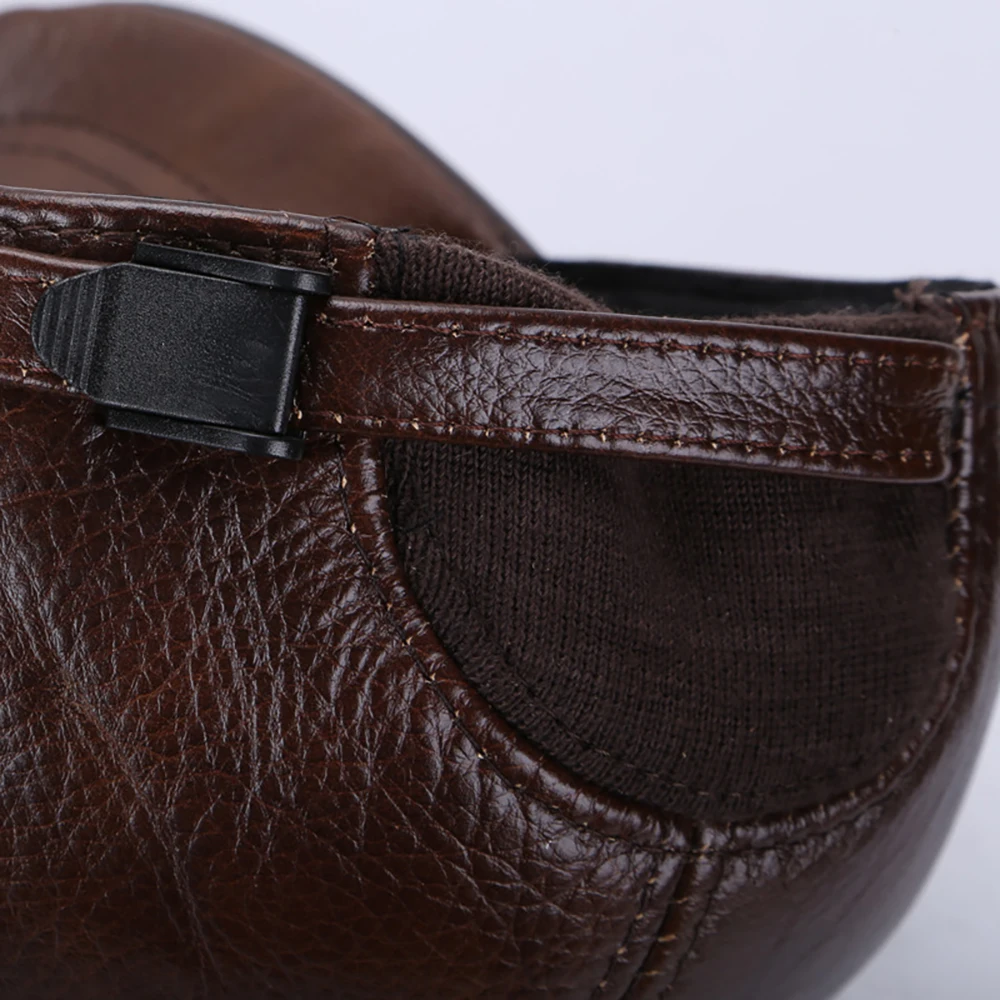 New Genuine Leather Baseball Cap Men Brand Genuine Cowhide Hat Snapback Adjustable Autumn Winter Real Leather Peaked Hats