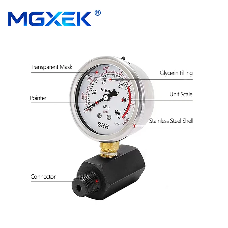 CP-700/CP-180용 MGXEK 충격 방지 압력 게이지 70MPA