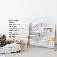 Kids Bookshelf – 4-Tier Sling Book Rack Storage - Kids Room Book Shelves, Nursery 1