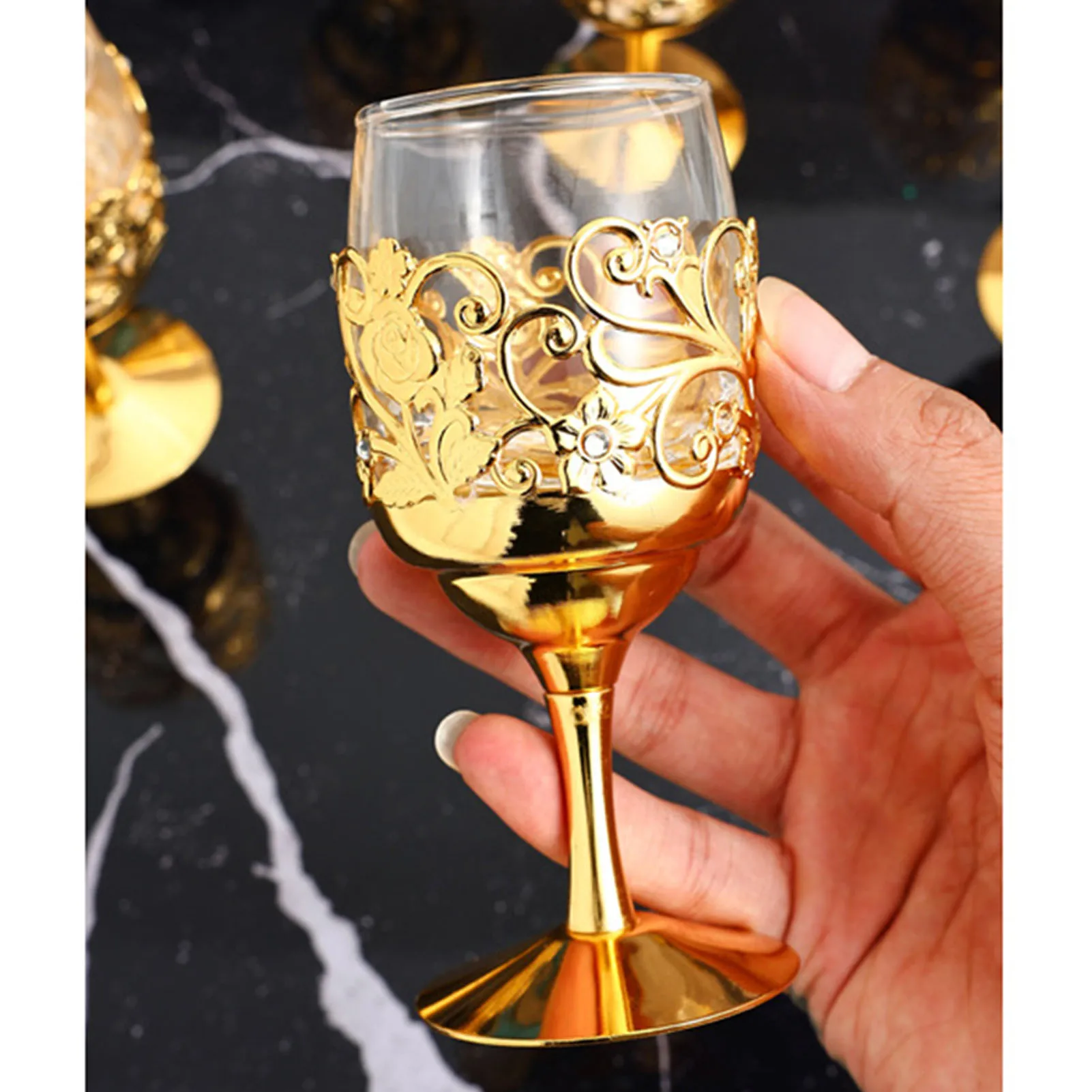 Vintage European Metal Wine Goblet – Gold Engraved 5