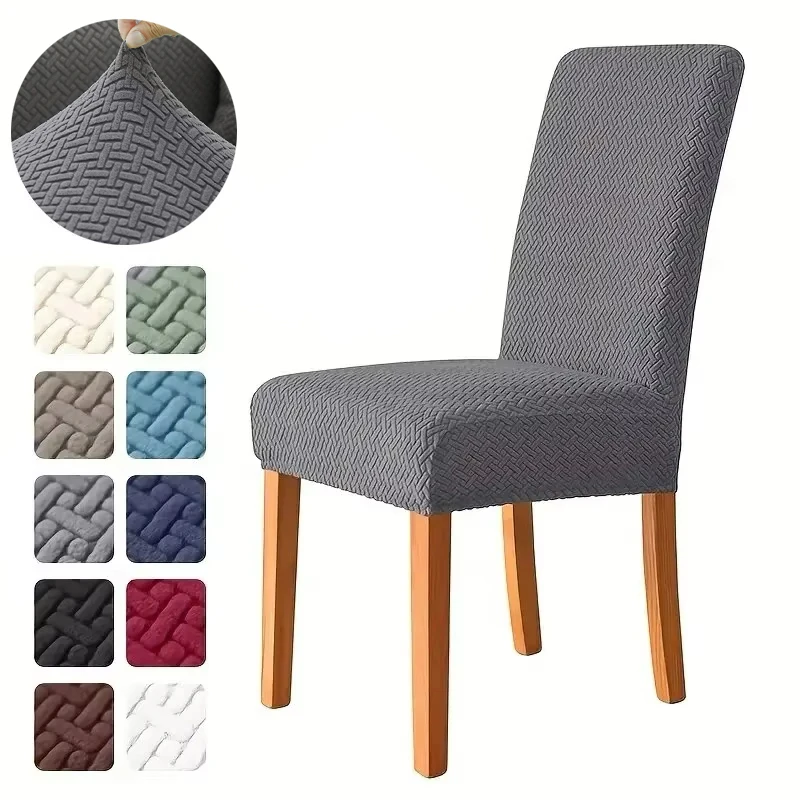 Dining Chair Cover Elastic Dining Chair Cover Thick Jacquard Spandex Chair Cover for Dining Room Anti-Slip Kitchen