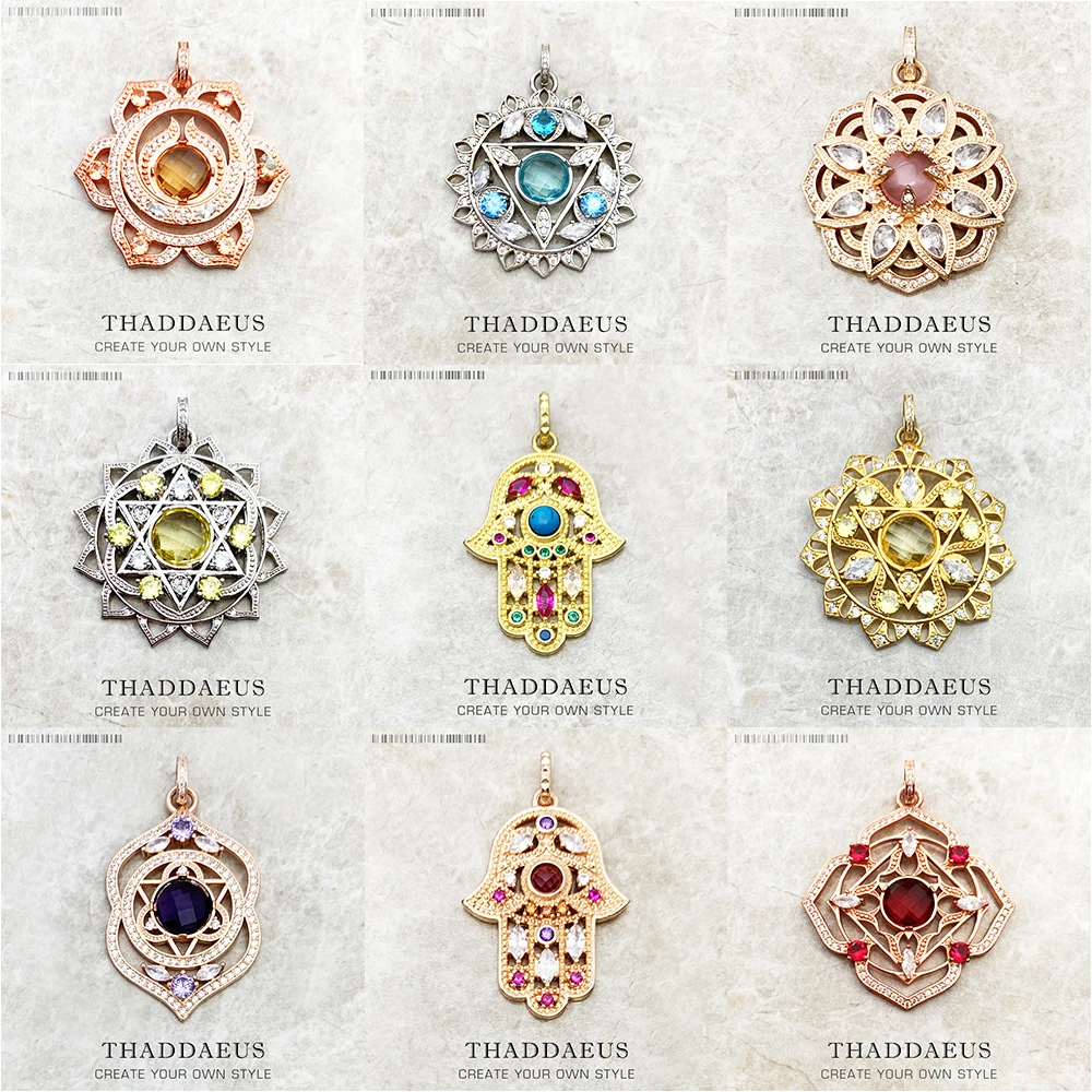 Anhänger Hand von Fatima Chakra Lotus Sommer Neue Schmuck Böhmen 925 Sterling Silber Zubehör