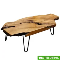 Natural Wood Live Edge Coffee Table Unique Rustic Desktop Sturdy Construction Versatile Functionality Perfect Living Room Decor 1