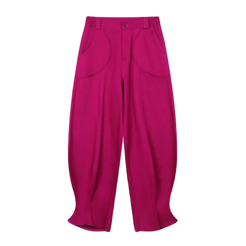 SYUHGFA New Chic Men's Flare Pants Personality Male Korean Style Casual Solid Color Pocket Lantern Leg Trousers Spring