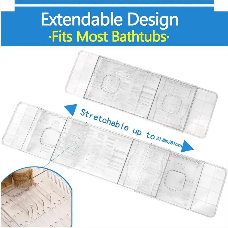 Expandable Bathtub Tray Bath Table Tray Bathtub Caddy Bath Shelf Over Tub Adjustable Accessories For Home Spa